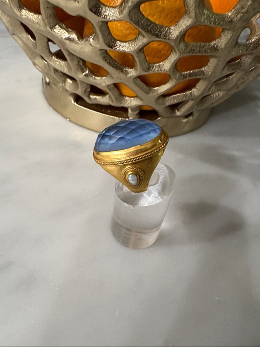 Julie Vos Cannes Ring in Chalcedony Blue Size 7-8. - Picture 2 of 5
